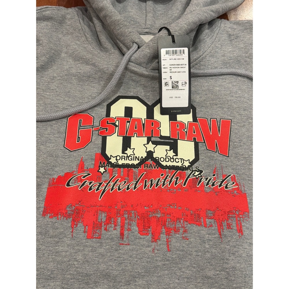 NWT G-Star Raw Skyline HDD SW Grey Heather Graphic Hoodie D24929-D685-8073 S‎ - Picture 3 of 8